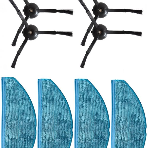 Philips 7000 Serileri HomeRun Aqua ile Uyumlu 4 Adet Yan Fırça 4 Adet Mop Fiber Paspas