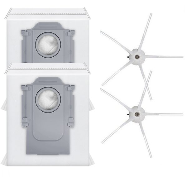 Roborock Q5 & Q5 Plus Uyumlu 2 Adet Yan Fırça 2 Adet Toz Torbası