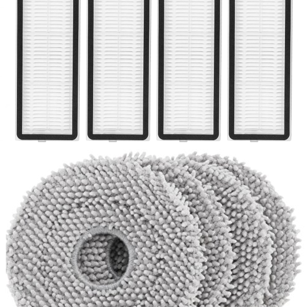 Roborock QRevo L Uyumlu 4 Adet Hepa Filtre 4 Adet Mop Fiber Paspas