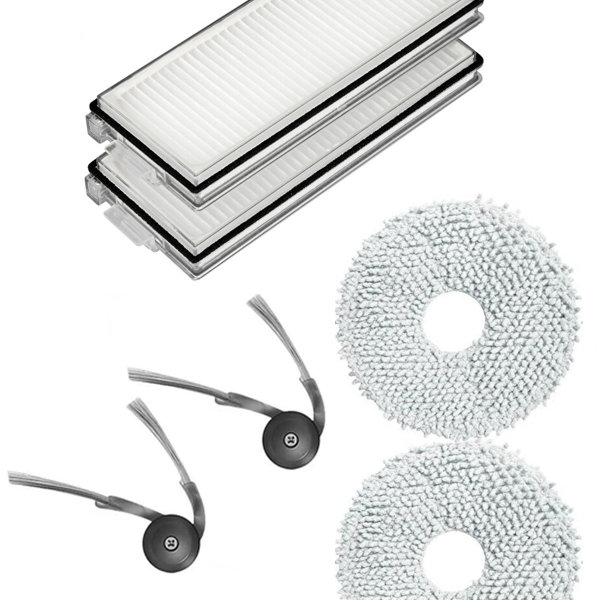 Roborock QRevo L Uyumlu 2 Adet Hepa Filtre 2 Adet Yan Fırça 2 Adet Mop Fiber Paspas