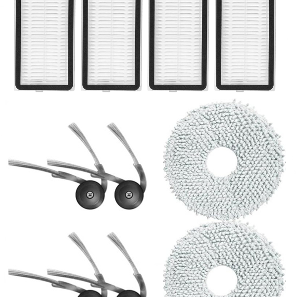 Roborock QRevo L Uyumlu 4 Adet Hepa Filtre 4 Adet Yan Fırça 2 Adet Mop Fiber Paspas