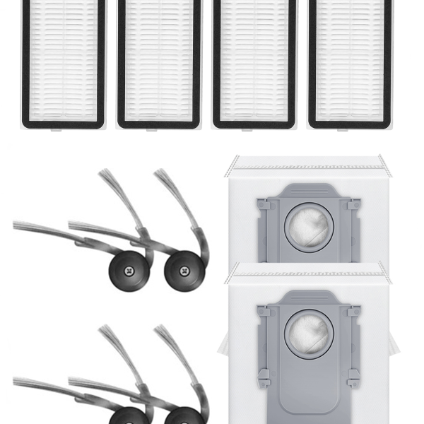 Roborock QRevo L Uyumlu 4 Adet Hepa Filtre 4 Adet Yan Fırça 2 Adet Toz Torbası