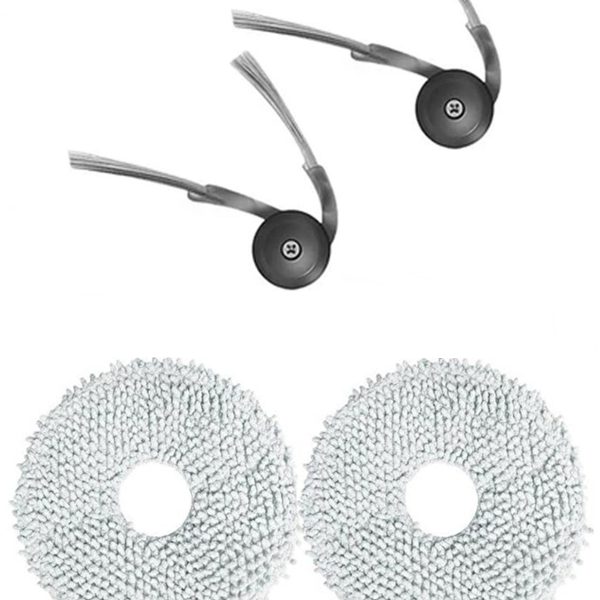 Roborock QRevo L Uyumlu 2 Adet Yan Fırça 2 Adet Mop Fiber Paspas