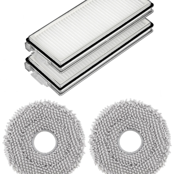 Roborock QRevo Plus Uyumlu 2 Adet Hepa Filtre 2 Adet Mop Fiber Paspas