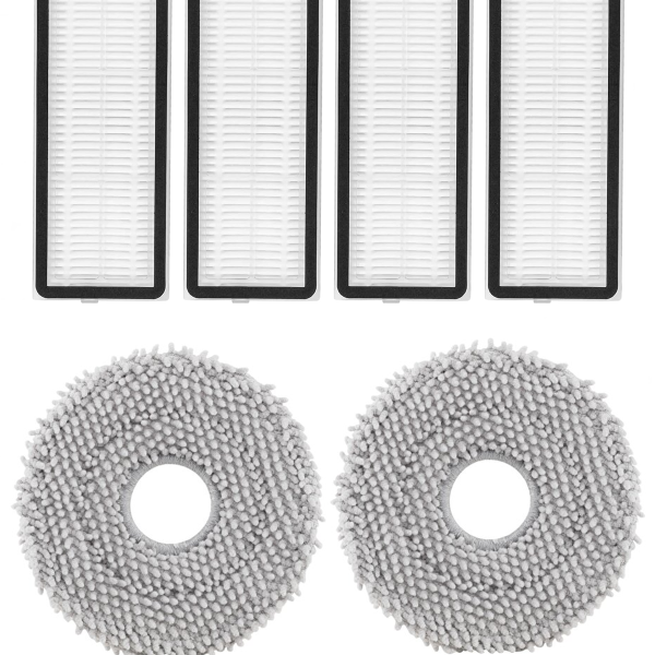 Roborock QRevo Plus Uyumlu 4 Adet Hepa Filtre 2 Adet Mop Fiber Paspas