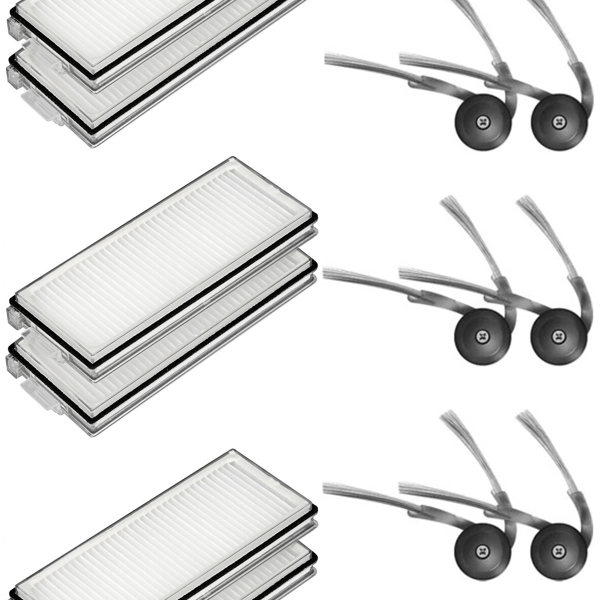 Roborock QRevo L Uyumlu 6 Adet Hepa Filtre 6 Adet Yan Fırça