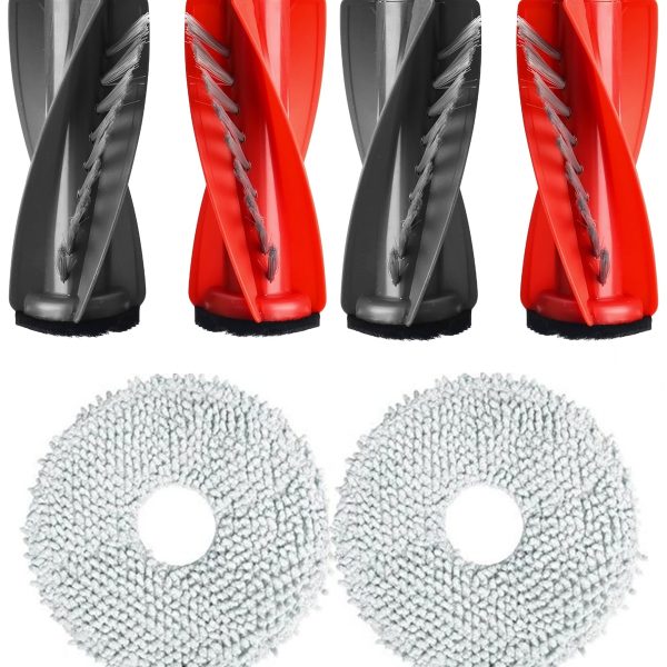 Roborock QRevo C Uyumlu 2 Adet Ana Fırça 2 Adet Mop Fiber Paspas