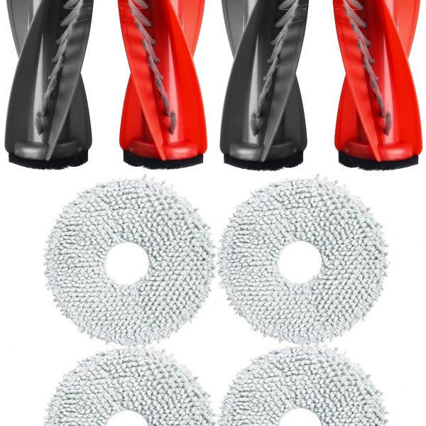 Roborock QRevo C Uyumlu 2 Adet Ana Fırça 4 Adet Mop Fiber Paspas