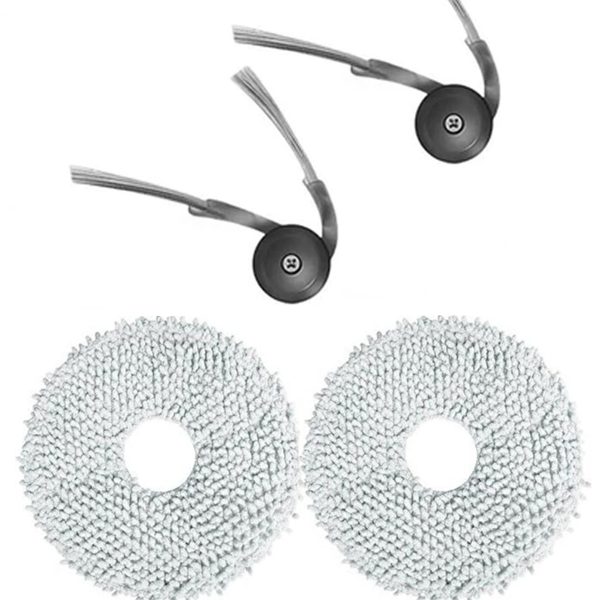 Roborock QRevo Edge Uyumlu 2 Adet Yan Fırça 2 Adet Mop Fiber Paspas