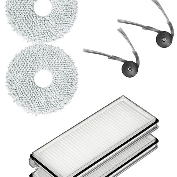 Roborock QRevo C Uyumlu 2 Adet Hepa Filtre 2 Adet Yan Fırça 2 Adet Mop Fiber Paspas