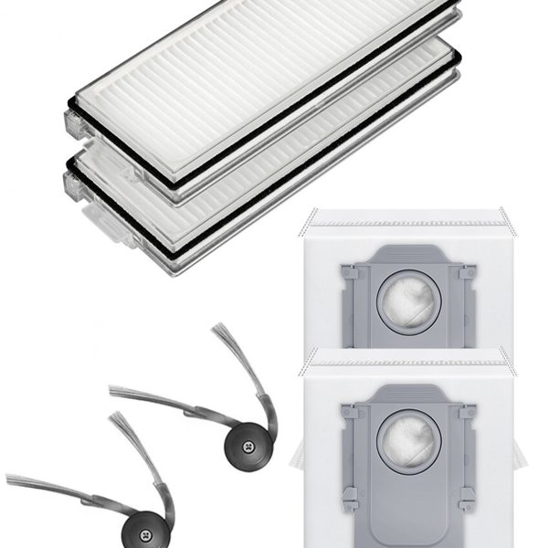 Roborock QRevo C Uyumlu 2 Adet Hepa Filtre 2 Adet Yan Fırça 2 Adet Toz Torbası
