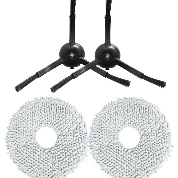 Roborock QRevo MaxV Uyumlu 2 Adet Siyah Yan Fırça 2 Adet Mop Fiber Paspas