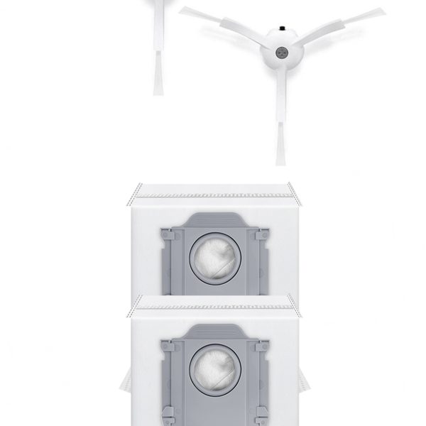 Roborock QRevo Plus Uyumlu 2 Adet Beyaz Yan Fırça 2 Adet Toz Torbası