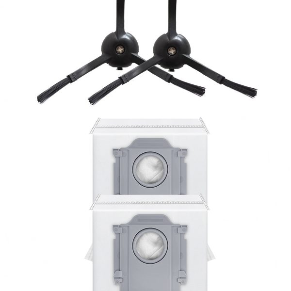 Roborock QRevo Plus Uyumlu 2 Adet Siyah Yan Fırça 2 Adet Toz Torbası