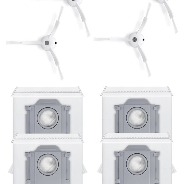 Roborock QRevo Plus Uyumlu 4 Adet Beyaz Yan Fırça 4 Adet Toz Torbası
