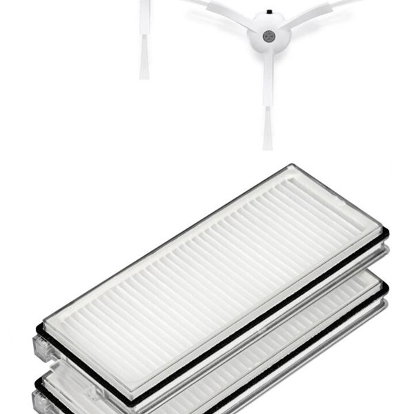 Roborock QRevo MaxV Uyumlu 2 Adet Hepa Filtre 2 Adet Beyaz Yan Fırça