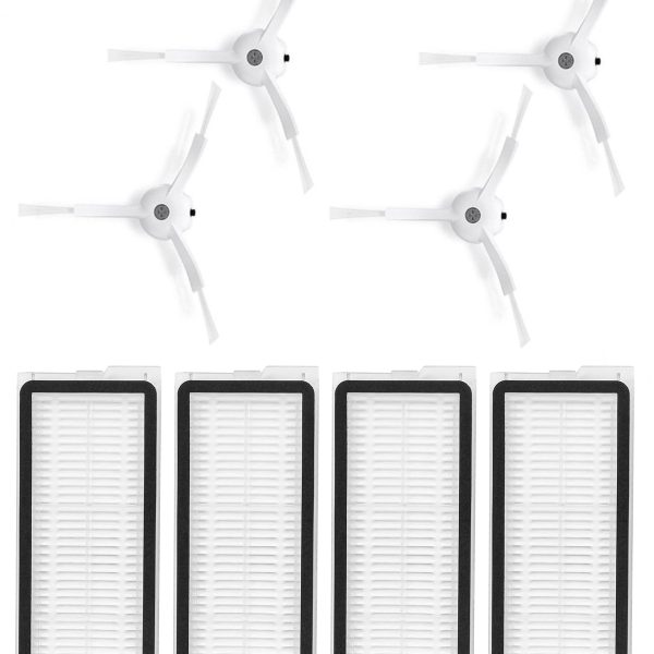 Roborock QRevo MaxV Uyumlu 4 Adet Hepa Filtre 4 Adet Beyaz Yan Fırça