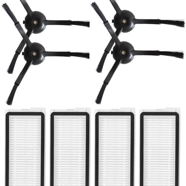 Roborock QRevo MaxV Uyumlu 4 Adet Hepa Filtre 4 Adet Siyah Yan Fırça