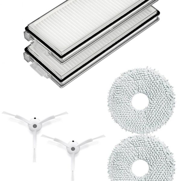 Roborock QRevo Plus Uyumlu 2 Adet Hepa Filtre 2 Adet Beyaz Yan Fırça 2 Adet Mop Fiber Paspas