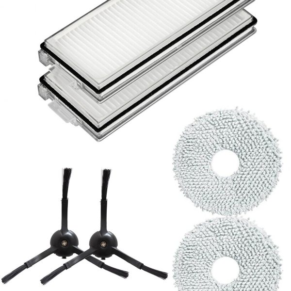 Roborock QRevo Pro Uyumlu 2 Adet Hepa Filtre 2 Adet Siyah Yan Fırça 2 Adet Mop Fiber Paspas