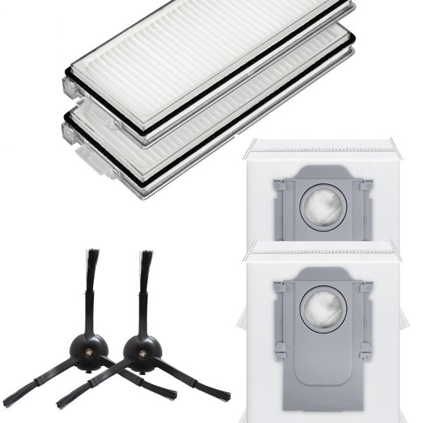 Roborock QRevo Plus Uyumlu 2 Adet Hepa Filtre 2 Adet Siyah Yan Fırça 2 Adet Toz Torbası