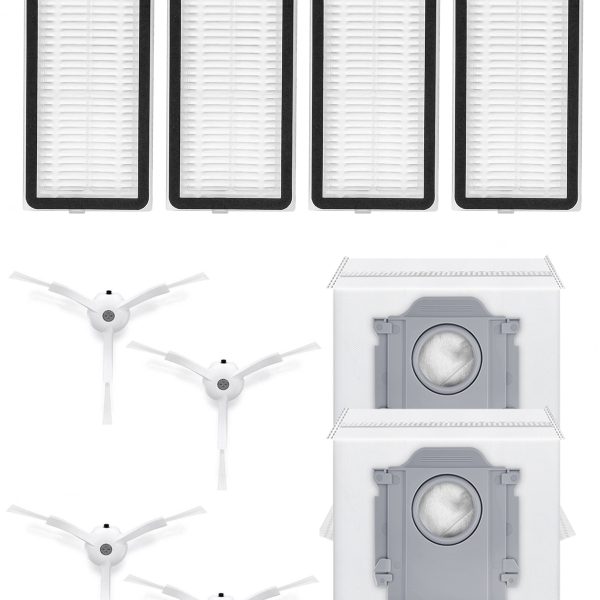 Roborock QRevo Plus Uyumlu 4 Adet Hepa Filtre 4 Adet Beyaz Yan Fırça 2 Adet Toz Torbası