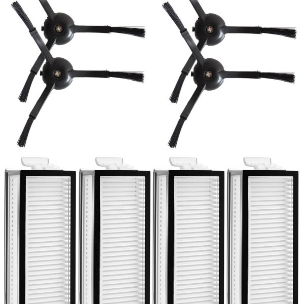 Roborock Q8 & Q8 Max Uyumlu 4 Adet Hepa Filtre 4 Adet Siyah Yan Fırça