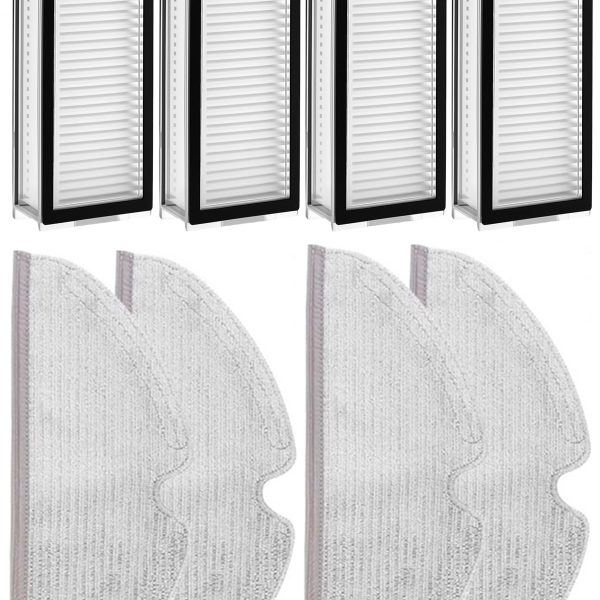 Roborock Q8 & Q8 Max Uyumlu 4 Adet Hepa Filtre 4 Adet Mop Fiber Paspas