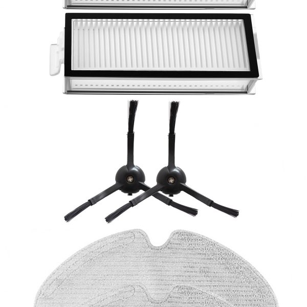 Roborock Q8 & Q8 Max Uyumlu 2 Adet Hepa Filtre 2 Adet Siyah Yan Fırça 2 Adet Mop Fiber Paspas