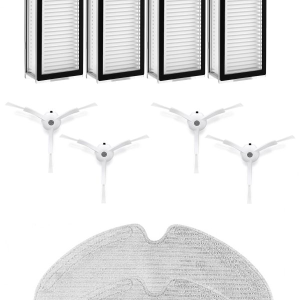 Roborock Q8 & Q8 Max Uyumlu 4 Adet Hepa Filtre 4 Adet Beyaz Yan Fırça 2 Adet Mop Fiber Paspas