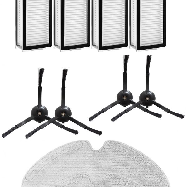 Roborock Q8 & Q8 Max Uyumlu 4 Adet Hepa Filtre 4 Adet Siyah Yan Fırça 2 Adet Mop Fiber Paspas