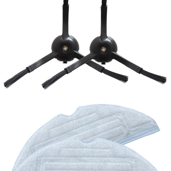Roborock S8 Sonic Uyumlu 2 Adet Siyah Yan Fırça 2 Adet Mop Fiber Paspas