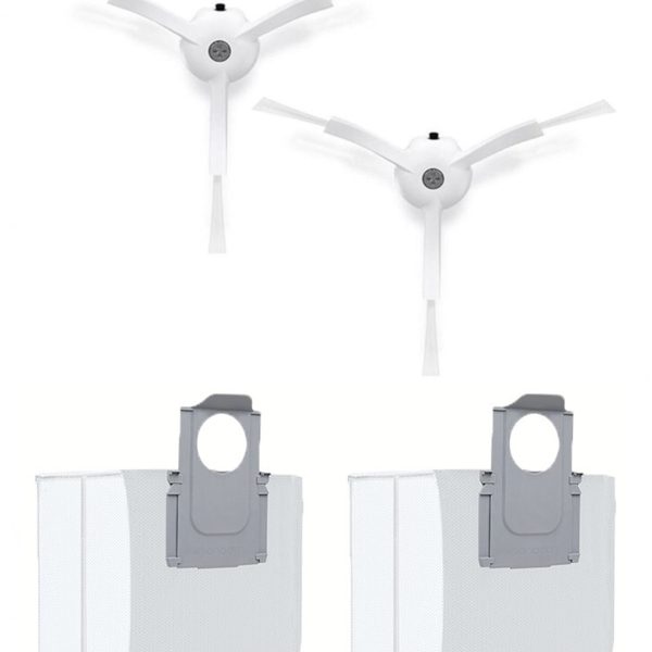 Roborock S8 Sonic Uyumlu 2 Adet Beyaz Yan Fırça 2 Adet Toz Torbası
