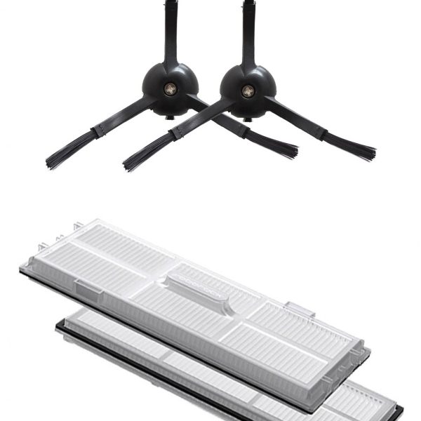 Roborock S8 Sonic Uyumlu 2 Adet Hepa Filtre 2 Adet Siyah Yan Fırça