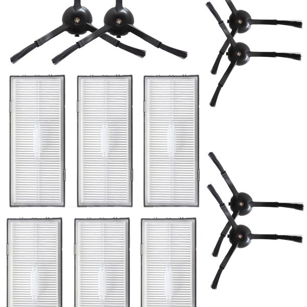 Roborock S8 Sonic Uyumlu 6 Adet Hepa Filtre 6 Adet Siyah Yan Fırça