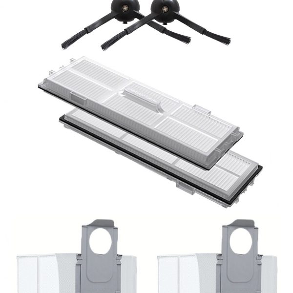 Roborock S8 Sonic Uyumlu 2 Adet Hepa Filtre 2 Adet Siyah Yan Fırça 2 Adet Toz Torbası