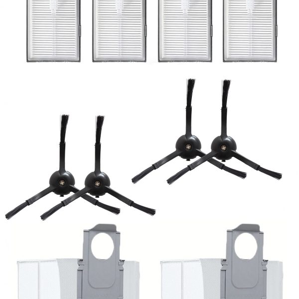 Roborock S8 Sonic Uyumlu 4 Adet Hepa Filtre 4 Adet Siyah Yan Fırça 2 Adet Toz Torbası