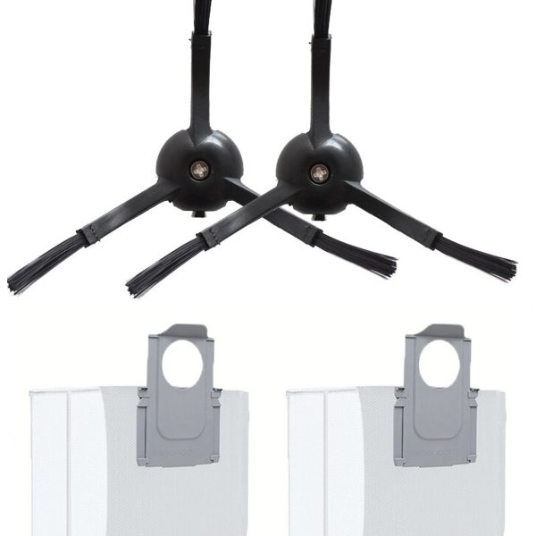 Roborock Q8 & Q8 Max Uyumlu 2 Adet Siyah Yan Fırça 2 Adet Toz Torbası