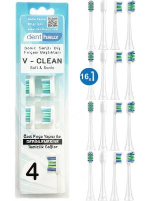 V Clean Sonic Soft Temizlik - Philips Sonicare Uyumlu 16 Adet Yedek Başlık