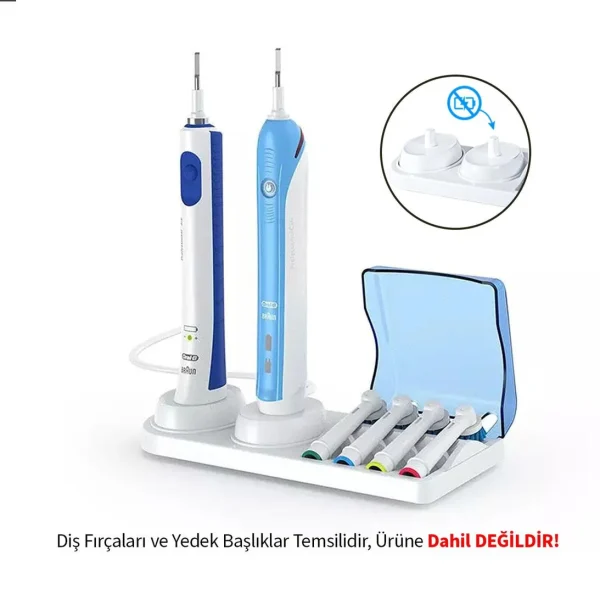 Şarjlı Ve Pilli Diş Fırçası Tutucu Stand Ve 2 Adet Koruyucu Kapak