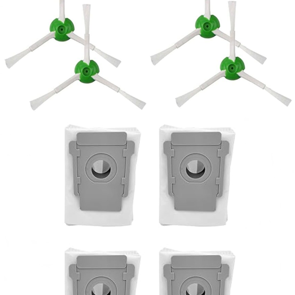 iRobot Roomba E5 E6 E7 Uyumlu 4 Adet Yan Fırça 4 Adet Toz Torbası