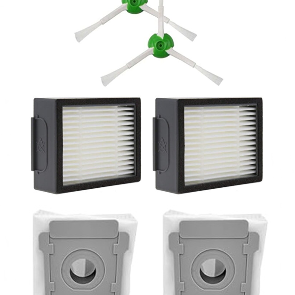 iRobot Roomba E5 E6 E7 Uyumlu 2 Adet Hepa Filtre 2 Adet Yan Fırça 2 Adet Toz Torbası