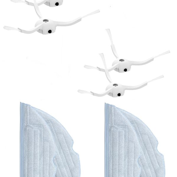 Roborock S7 Max Ultra Uyumlu 4 Adet Beyaz Yan Fırça 4 Adet Mop Fiber Paspas