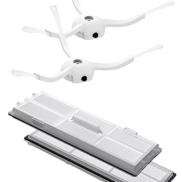 Roborock S7 Max Ultra Uyumlu 2 Adet Hepa Filtre 2 Adet Beyaz Yan Fırça