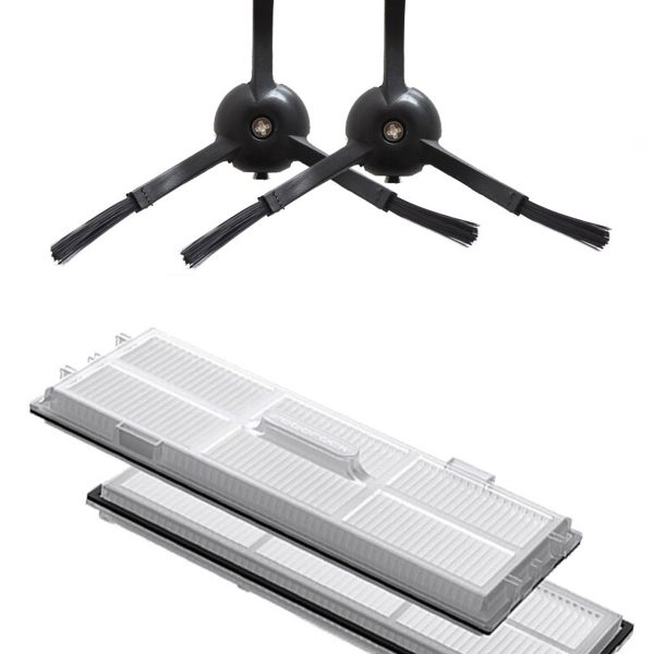 Roborock S7 Max Ultra Uyumlu 2 Adet Hepa Filtre 2 Adet Siyah Yan Fırça
