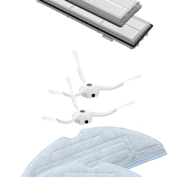 Roborock S7 Max Ultra Uyumlu 2 Adet Hepa Filtre 2 Adet Beyaz Yan Fırça 2 Adet Mop Fiber Paspas