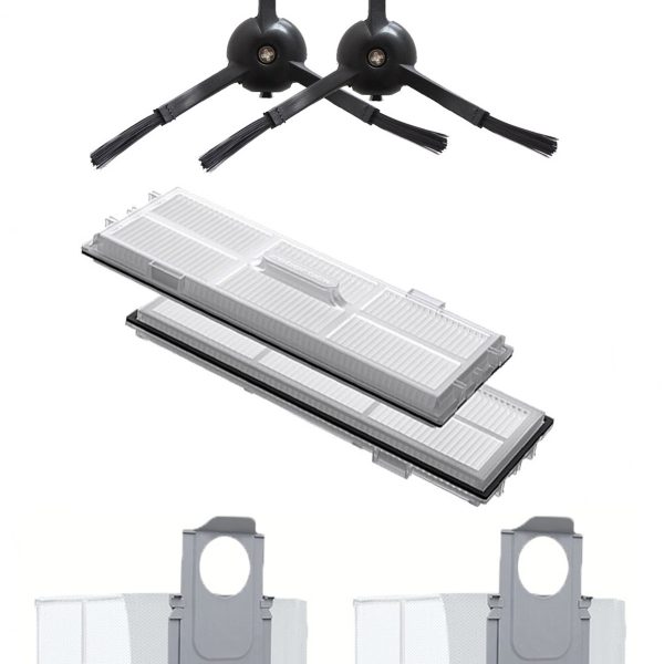 Roborock S7 Max Ultra Uyumlu 2 Adet Hepa Filtre 2 Adet Siyah Yan Fırça 2 Adet Toz Torbası