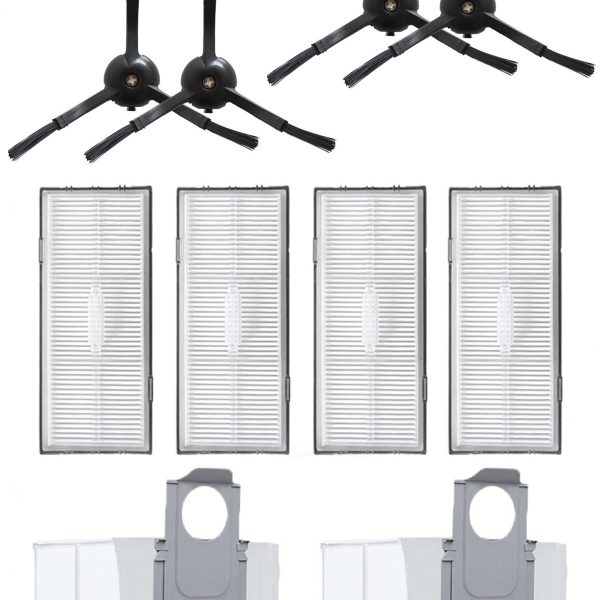 Roborock S7 Max Ultra Uyumlu 4 Adet Hepa Filtre 4 Adet Siyah Yan Fırça 2 Adet Toz Torbası