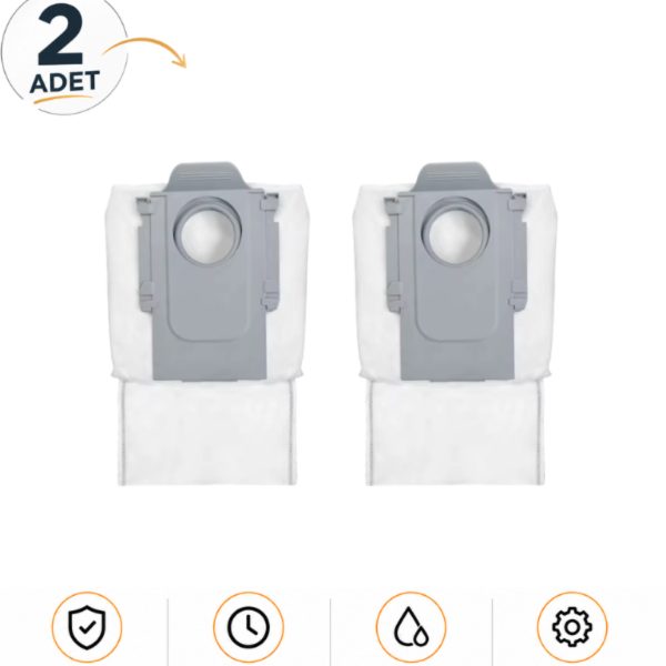 S8 Pro Plus / Q8 Max Pro Plus Uyumlu 2’li Hijyenik Toz Torbası Seti | Robot Süpürge Yedek Parça