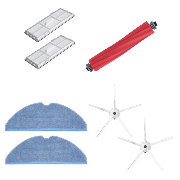 S7, S7 Plus, S7 Pro Ultra Uyumlu Yedek Parça Seti - Ana Fırça+Yan Fırça+Mop Bezi+Filtre (4'lü Set)